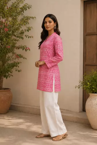 PINK Rayon DIGITAL PRINTED KURTI 