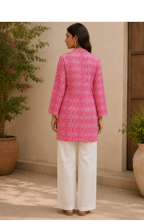 PINK Rayon DIGITAL PRINTED KURTI  3