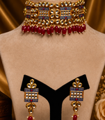Meenakari beaded kundan choker necklace set