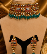 Kundan Meenakari Beaded Choker Necklace Set