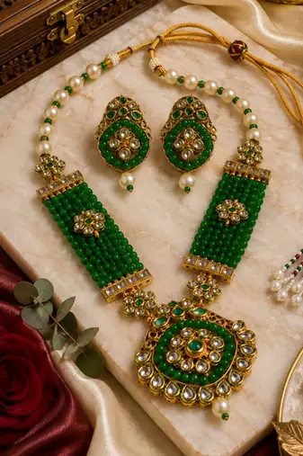 Pearl Kundan Wedding Necklace Set