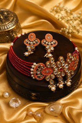 Meenakari kundan beaded choker set 1