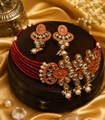 Meenakari kundan beaded choker set