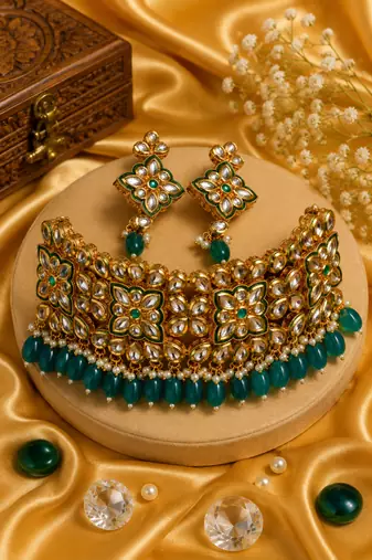 Kundan wedding beaded choker necklace