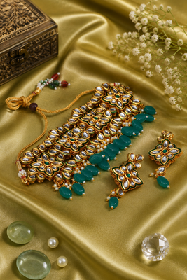 Kundan wedding beaded choker necklace 2