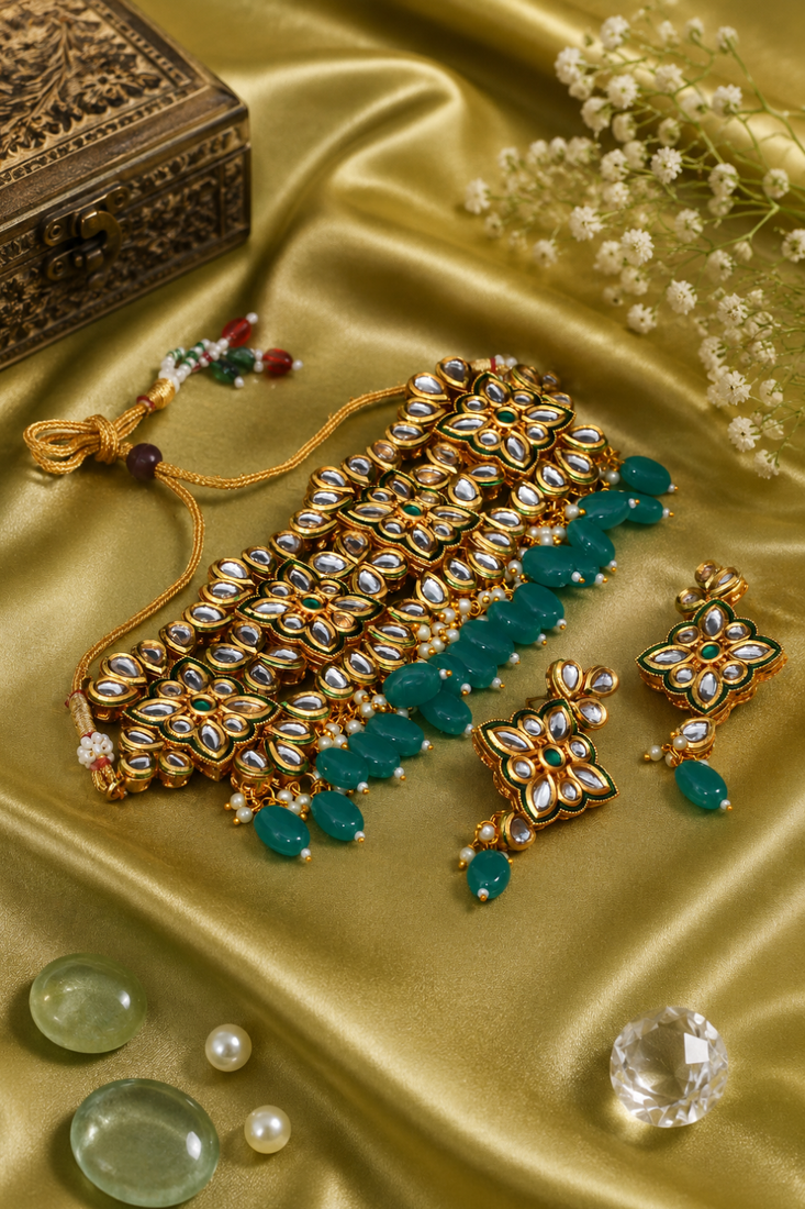 Kundan wedding beaded choker necklace