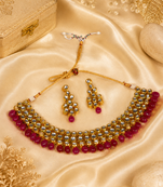 Royal elegance kundan ruby necklace set