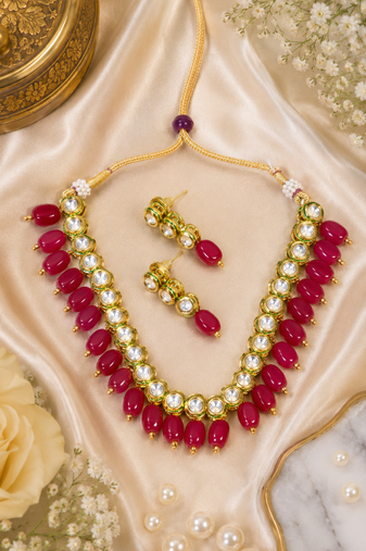 Single layer kundan necklace set