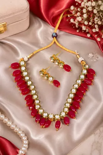 Single layer kundan necklace set