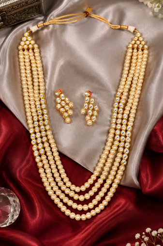 Regal multi strand kundan necklace set