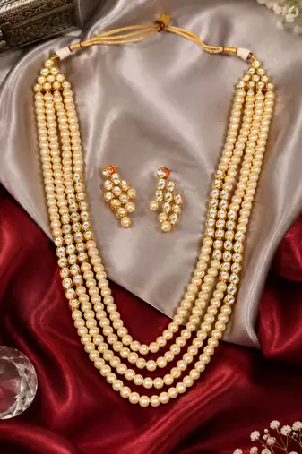 Regal multi strand kundan necklace set