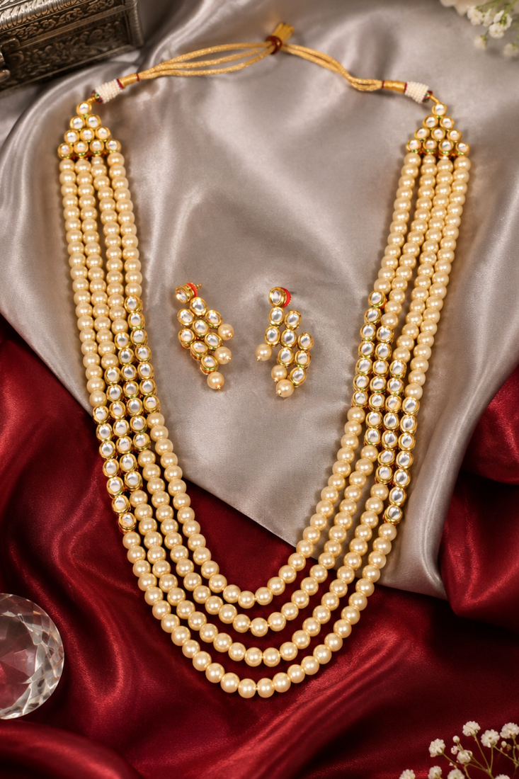 Regal multi strand kundan necklace set