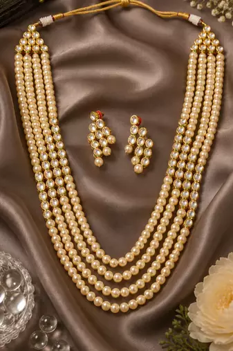 Regal multi strand kundan necklace set