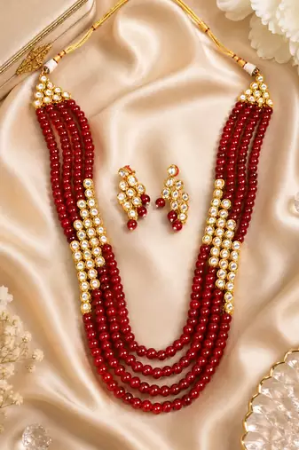 Statement Layered Kundan Necklace and Earrings