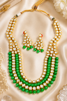Grand festive wear kundan long necklace set 1
