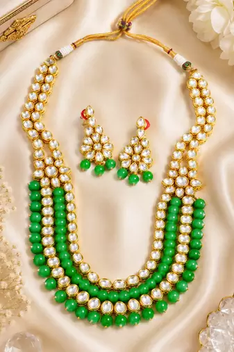 Grand festive wear kundan long necklace set