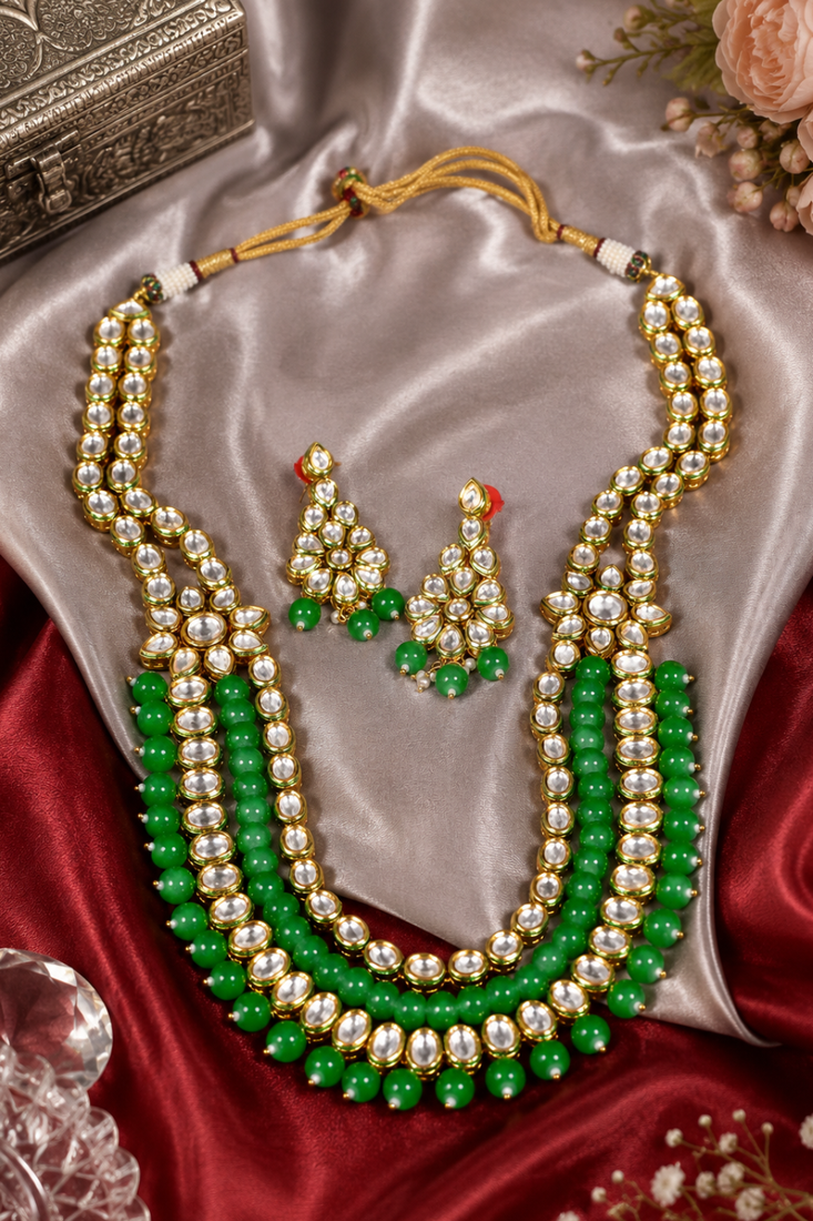 Grand festive wear kundan long necklace set