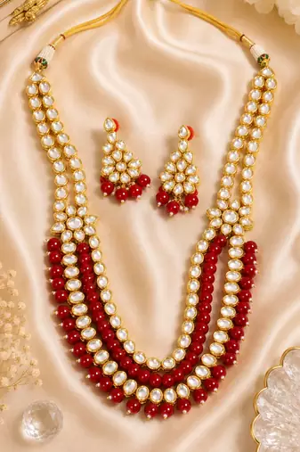 Wedding Special Long Kundan Necklace Set
