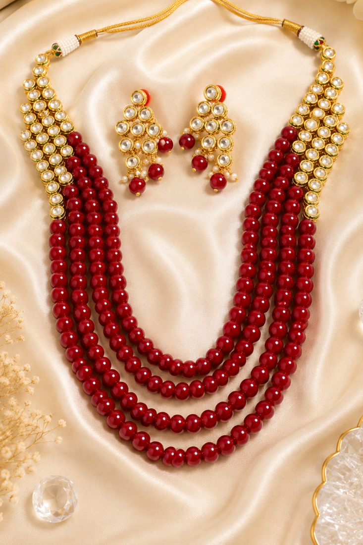 Glamorous Kundan Necklace Set for Women
