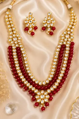 Royal ethnic multi strand kundan necklace set