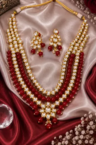 Royal ethnic multi strand kundan necklace set