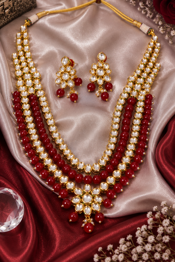 Royal ethnic multi strand kundan necklace set