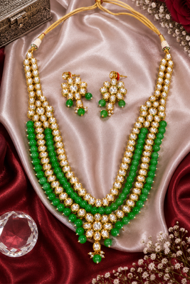 Festive Wear Multi Strand Kundan Necklace Set 2