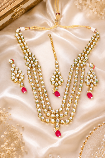Maharani inspired kundan multi strand necklace