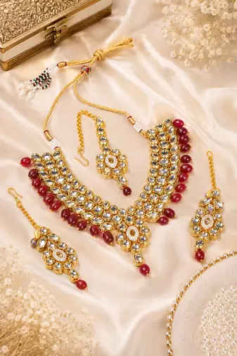 Premium wedding wear kundan necklace set