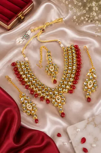 Premium wedding wear kundan necklace set