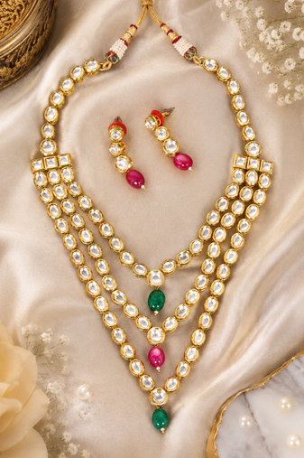 Multi layered kundan royal necklace set