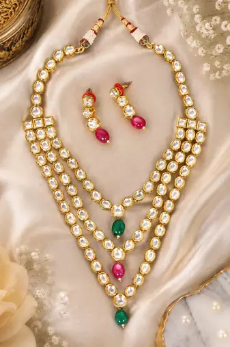 Multi layered kundan royal necklace set