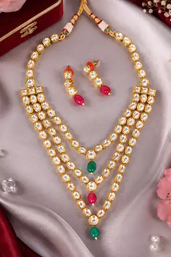 Multi layered kundan royal necklace set