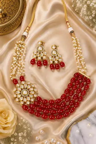 Royal wedding kundan pearl necklace set