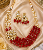 Royal wedding kundan pearl necklace set