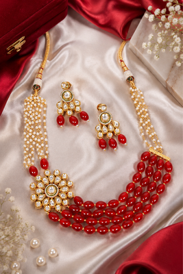 Royal wedding kundan pearl necklace set 2