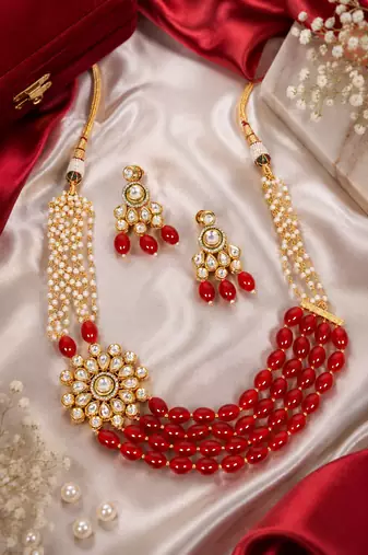 Royal wedding kundan pearl necklace set