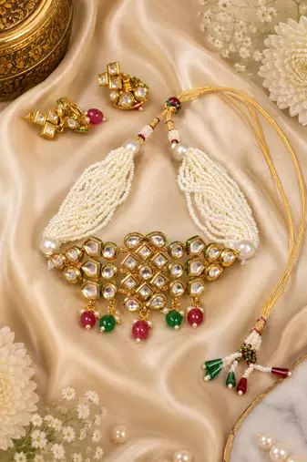 Timeless pearl and kundan choker set