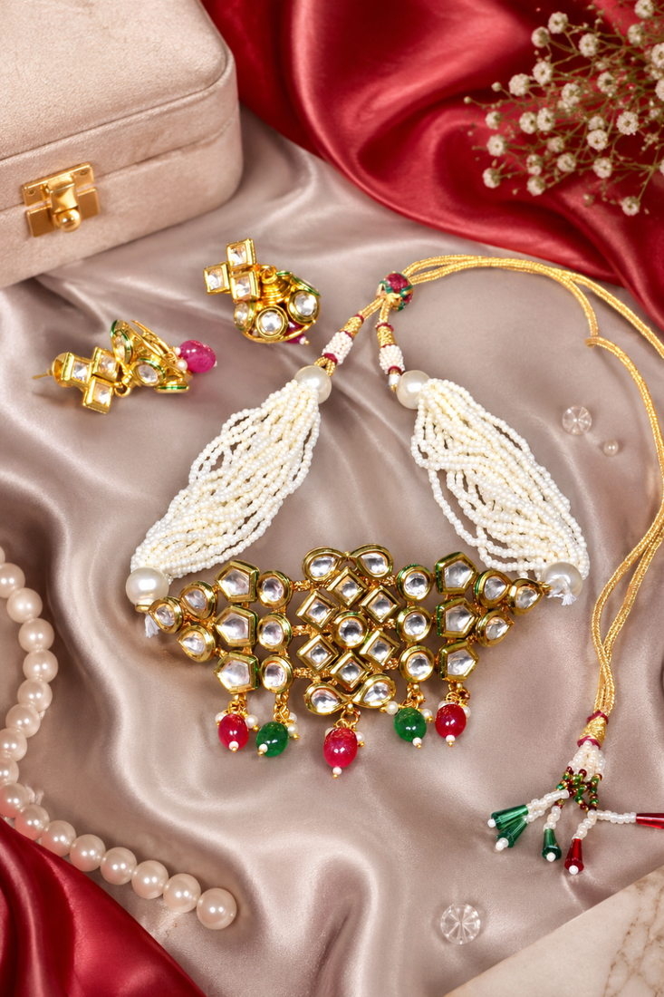 Timeless pearl and kundan choker set