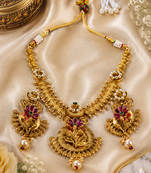 Royal south indian temple stone necklace set