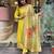 Designer yellow embroidered ethnic suit set with floral jacquard dupatta for women