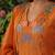 Designer orange floral embroidered viscose chanderi anarkali suit set for women