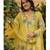 Elegant yellow floral embroidered viscose chanderi anarkali suit set for women