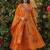 Designer orange floral embroidered viscose chanderi anarkali suit set for women