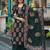 Women's pure cotton dark green embellished hand block printed ready to wear a-line full suit 