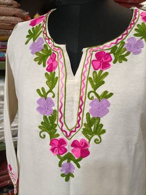 Women White Floral Embroidered Cotton Flex Kurta Pant Set | Stylish Ethnic Wear for Women 3
