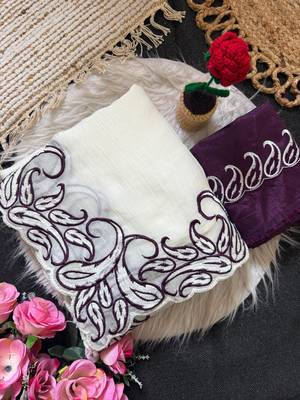  crunchy silk blend saree with embroidery work & satin banglori blouse 3