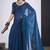 Blue satin silk elegant designer saree with sequin sleek design