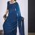 Blue satin silk elegant designer saree with sequin sleek design