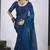 Blue satin silk elegant designer saree with sequin sleek design
